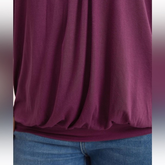 BloomChic Plain Gathered V Neck Ruffle Sleeve T-shirt us14-16 - Picture 6 of 9